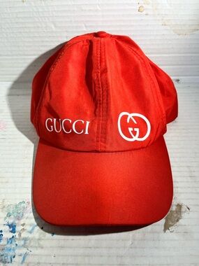 Gucci GG Red Logo Nylon Baseball Cap